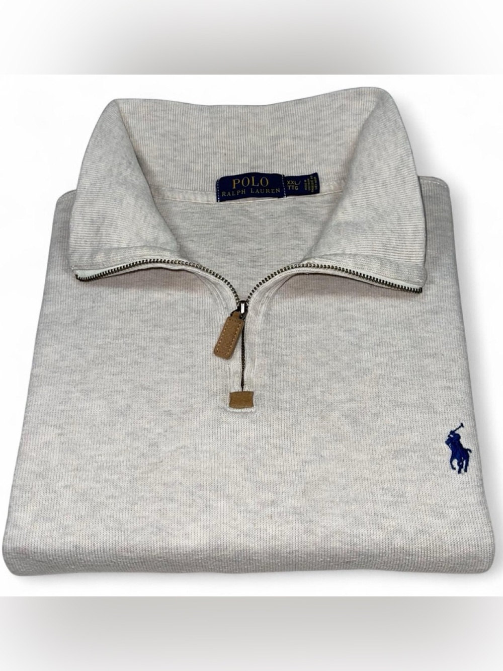 MINT VTG Polo Ralph Lauren Ivory Quarter-Zip Double Knit Pulllover Mens Size XXL